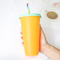 tasse changeante réutilisable 10*6*19cm de couleur de verres à boire en plastique de 16oz 24oz