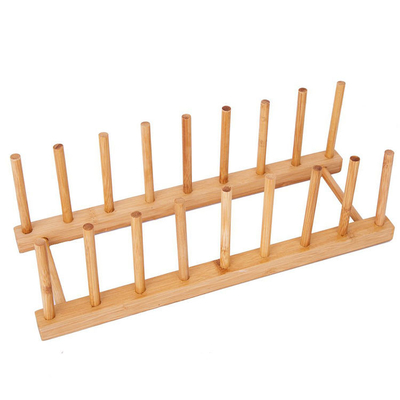 Support de plat en bambou libre, pouce de séchage en bambou du support 12.5x5x3.7