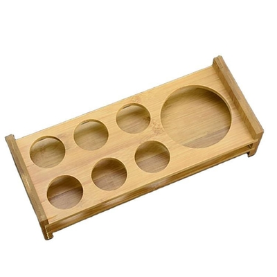 7 trous barbotent la tasse en bambou tirée de bière de support en verre de vin servant Tray With Handle
