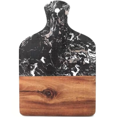 Planche à découper de Tray Marble Wood Splicing en bois d'acacia de cuisine avec la poignée