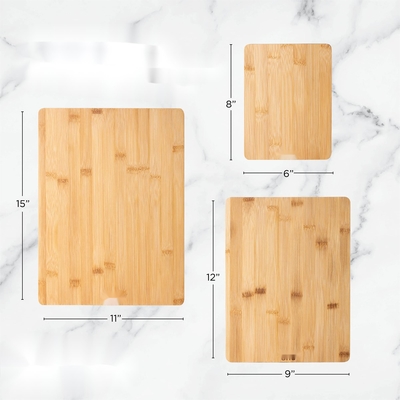 Bambou rectangulaire de cuisine et ensemble en bois de PCS de la planche à découper 3