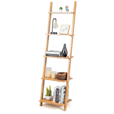 Escalier à cinq couches étagère à livres en bambou étagère de stockage multifonctionnelle