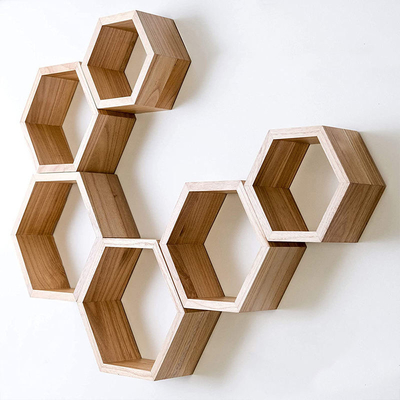 Entreposage Paulownia Étagères hexagonales en bois Rack décoratif Haute rigidité