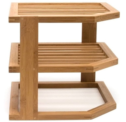3 niveaux de drainage de séchage plateau de vaisselle en bois pour plaque de bambou étagère d'organisation d'angle de cuisine
