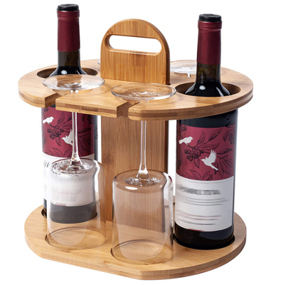 11.8x9.8x11.8 pouces étagère à vin en bois ensemble de stockage de vin tient 2 bouteilles et 4 verres