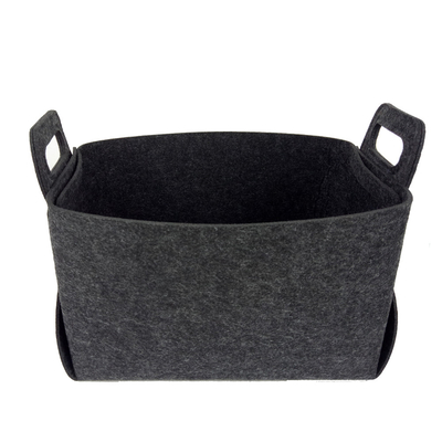 Poubelle foncée 14*12*10inch de pliage de Grey Reusable Felt Storage Basket