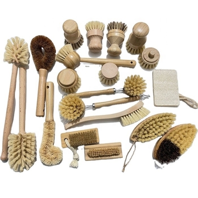 Le sisal naturel se raidit la salle de bains en bois frottent la brosse de nettoyage en bambou de toilette de brosse