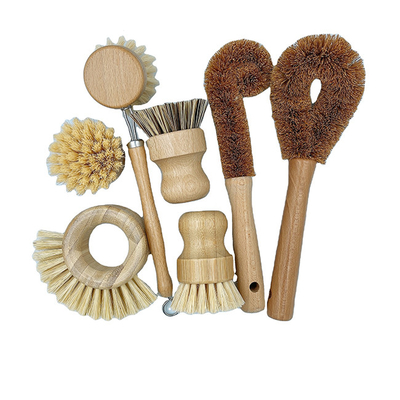 Le sisal naturel se raidit la salle de bains en bois frottent la brosse de nettoyage en bambou de toilette de brosse