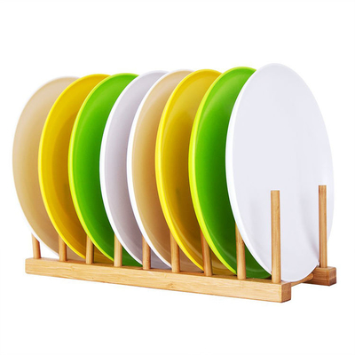 Support de plat en bambou libre, pouce de séchage en bambou du support 12.5x5x3.7