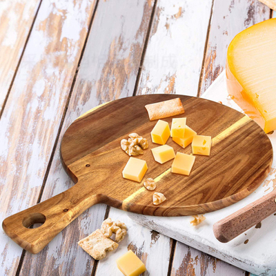 Partie supérieure du comptoir en bois de planche à découper de rond d'acacia de la poignée 12 x 8 pour le pain de viande