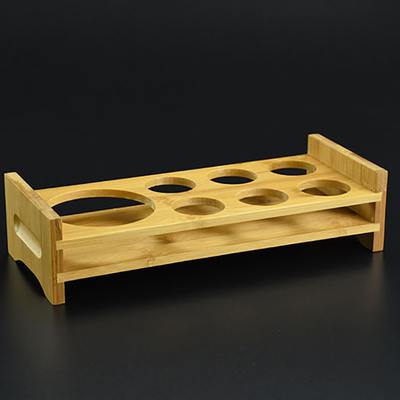 7 trous barbotent la tasse en bambou tirée de bière de support en verre de vin servant Tray With Handle
