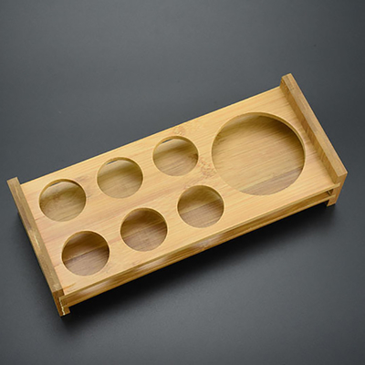 7 trous barbotent la tasse en bambou tirée de bière de support en verre de vin servant Tray With Handle