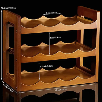 3 niveaux de bambou affichage rack bouteille d'eau et de vin détenteur indépendant