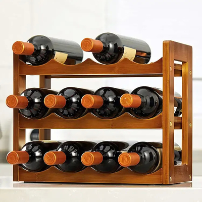 3 niveaux de bambou affichage rack bouteille d'eau et de vin détenteur indépendant