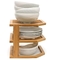 3 niveaux de drainage de séchage plateau de vaisselle en bois pour plaque de bambou étagère d'organisation d'angle de cuisine