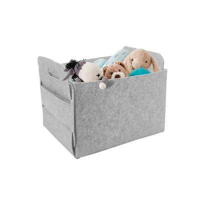 Des paniers de rangement personnalisés et modernes sont installés dans des contenants en feutre de polyester à 100% pour organiser les articles ménagers.