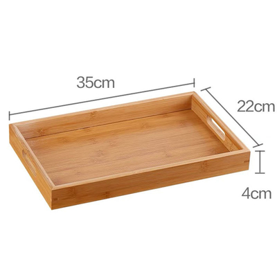 Un plateau de bambou rectangulaire écologique avec un design moderne durable et une palette de couleurs naturelles