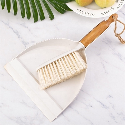 Mini pelle à poussière de nettoyage portative et brosse de lecture en bambou de balai de poignée pour le nettoyage
