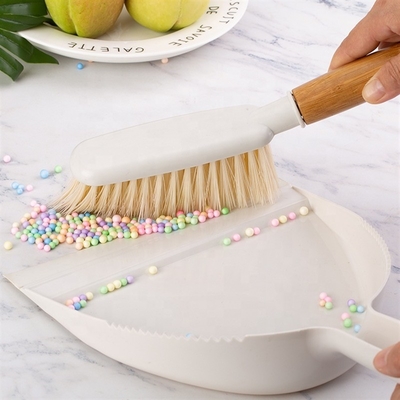 Mini pelle à poussière de nettoyage portative et brosse de lecture en bambou de balai de poignée pour le nettoyage