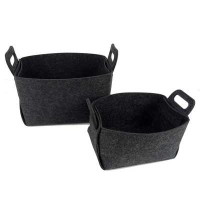 Poubelle foncée 14*12*10inch de pliage de Grey Reusable Felt Storage Basket