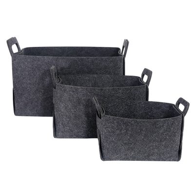 Poubelle foncée 14*12*10inch de pliage de Grey Reusable Felt Storage Basket